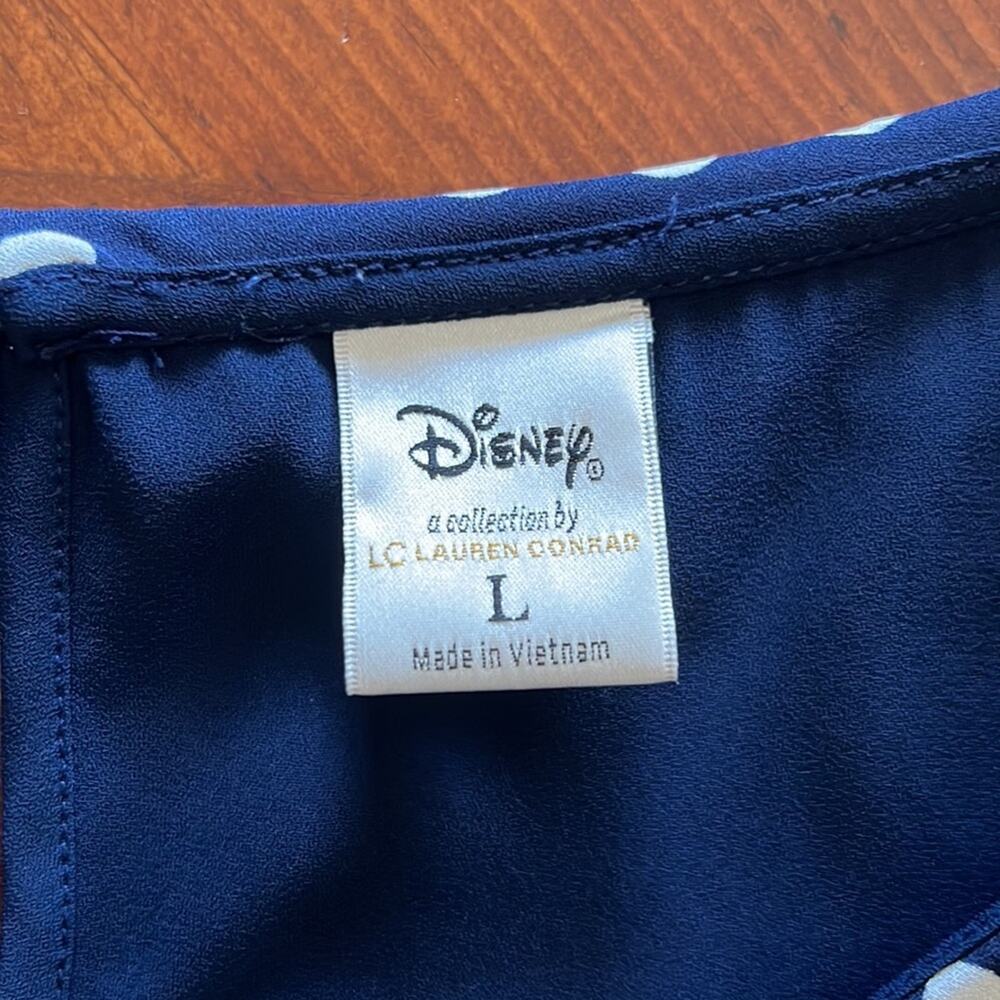 Disney LC Lauren Conrad Navy Blue Blouse with Polka Dot Collar Woman Size Large - Picture 5 of 10